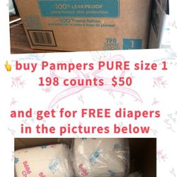 NEW IN BOX Pampers PURE 198counts Size 1