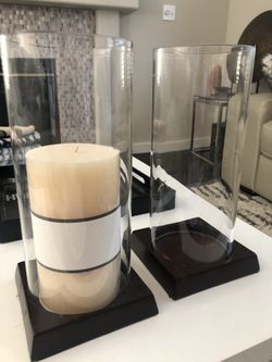Glass Candle Holder-Pair