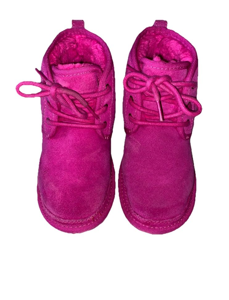 Girls Kids Pink Ugg Boots Size 1 Fleece Lining