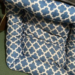 Blue and white dog bed 