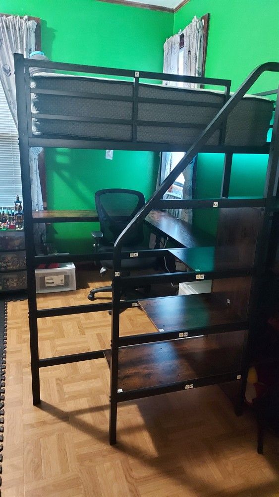 Full Size Heavy Duty Loft Bed With Stairs.