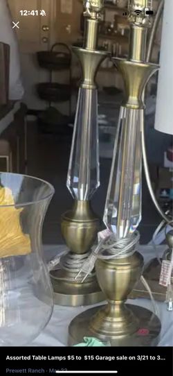 New set of lamp with crystal each $25 both $50