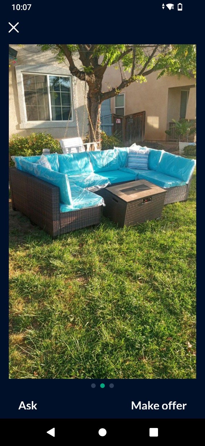 Chat Patio Furniture Set Propane Fire Pit Outdoor Furniture Outdoor Patio Furniture Set Patio Chairs Patio Sofa Patio Couch Brand New Patio Set Home & Garden