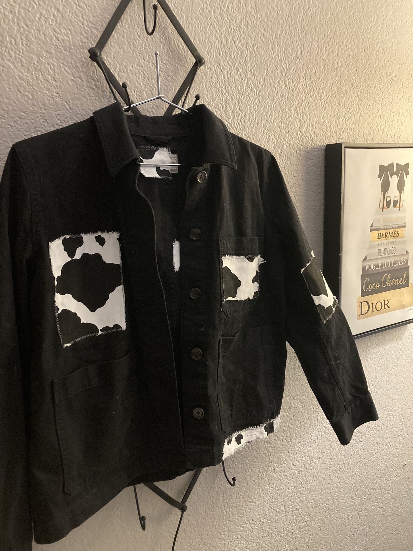 Custom Mermaid Black Jean Jacket Size Small