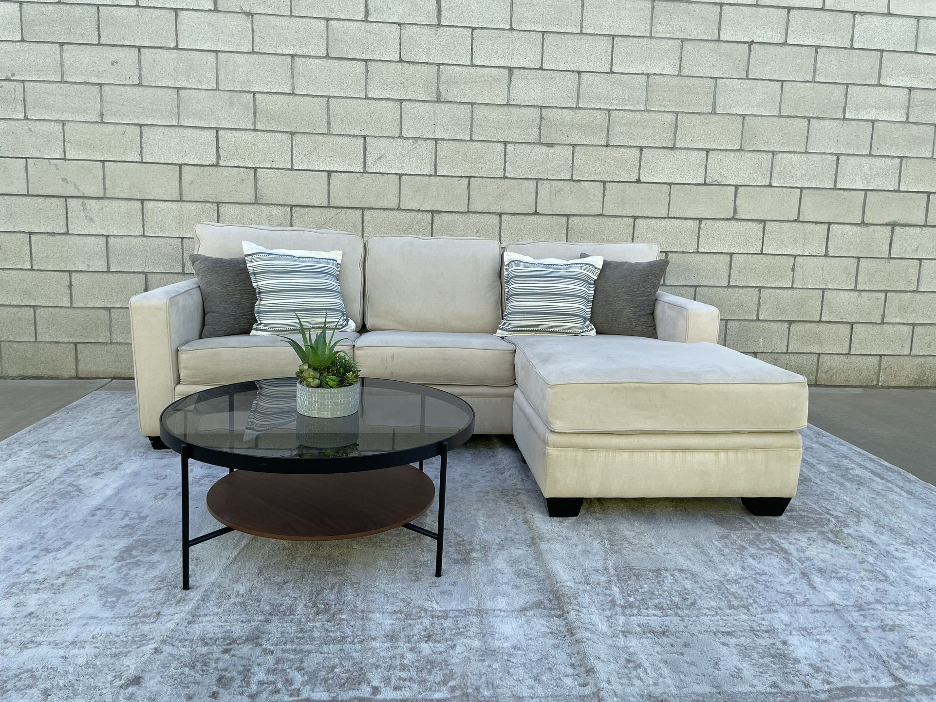 *Free Delivery* Living Spaces Beige Sectional w/ Reversible Chaise