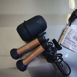 Ion Hairdryer With Curling Attachments And Curling Iron