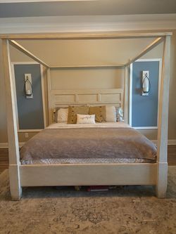 California king solid wood canopy bed frame