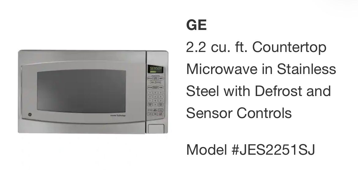 GE 2.2 cu. ft. Countertop Microwave in Stainless Steel with Defrost and Sensor Controls