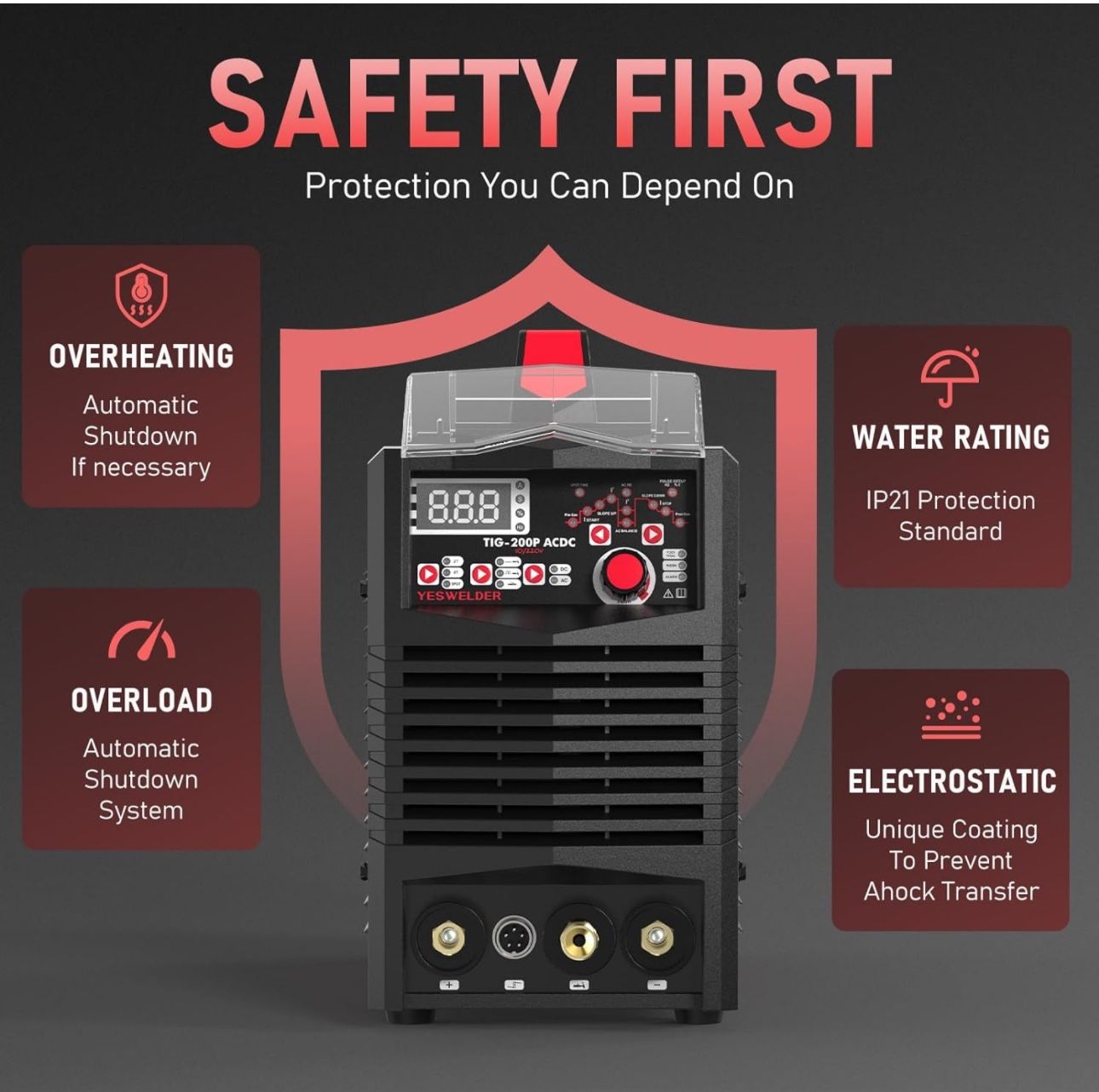 YESWELDER 200A AC/DC Aluminum Tig Welder with Pulse, Digital Inverter