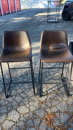 Industrial Barstool set brown leather