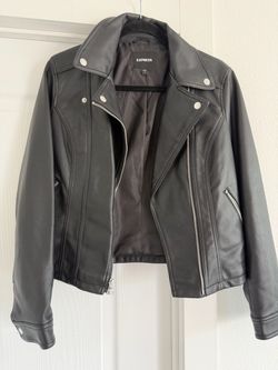 Express Black Faux Leather Moto Jacket
