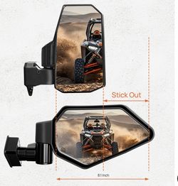 Side Mirrors with Spring-Back Auto Reset, Fit Can-Am Maverick X3 / MAX US Flag Pattern