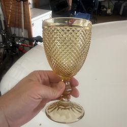 Gold Yellow Wine Glass Or Goblet 