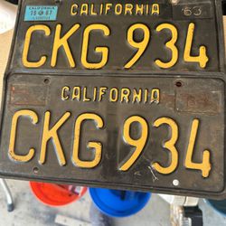 1963 To 1969 Cali Plate
