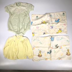 Vintage Baby Clothes Sweater Pillow Case Sesame Street Lot Pad Infant Changing