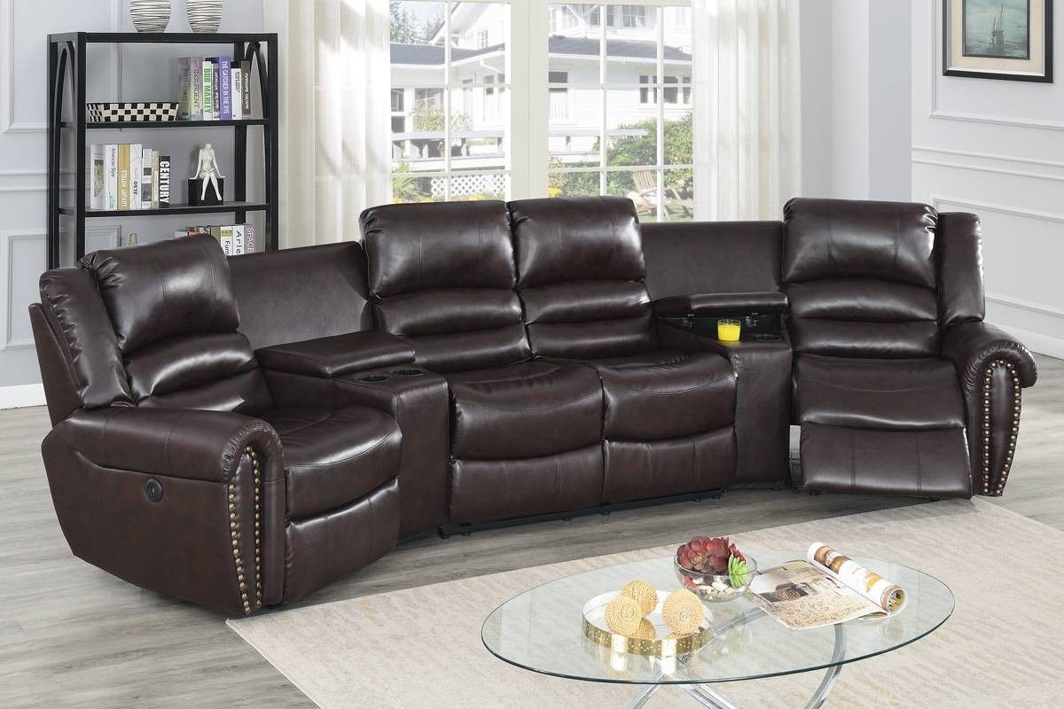 Brand New Brown Leather Reclining Sectional Sofa