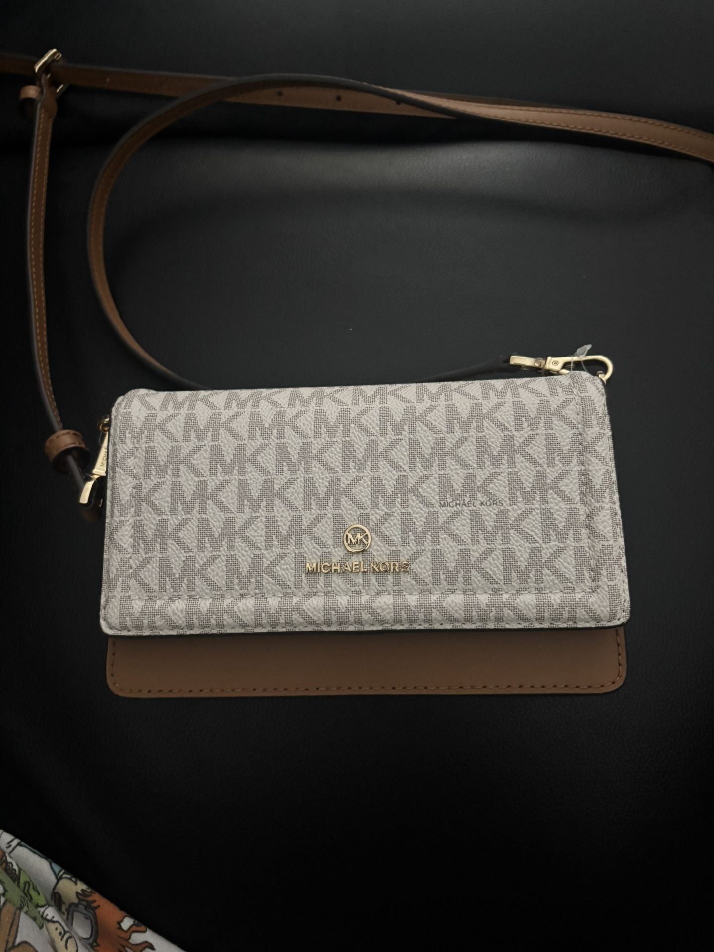 Michael Kors Cream and Brown Crossbody Bag