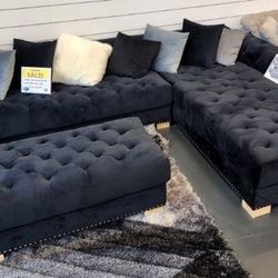  VELVET CHASE SOFA WITH OTTOMAN!!! JUST $50 DOWN AND 90 DAYS TO PAY!!! SAME DAY DELIVERY!!!