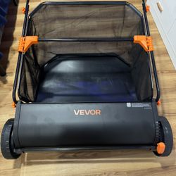 VEVOR Push Lawn Sweeper, Summervibes, Summervibes, 30 Inch Leaf & Grass Collector, Strong Rubber Wheels & Heavy Duty Thickened Steel Durable to Use wi