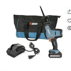SENIX 20 Volt Max* Brushless 7/8-Inch Compact Brushless Reciprocating Saw, Variable Speeds, 3000 SPM Max (Battery, Charger and Soft Bag Included) PSRX