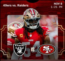 (3) 49ers vs Raiders Game Tickets Club Level section 219