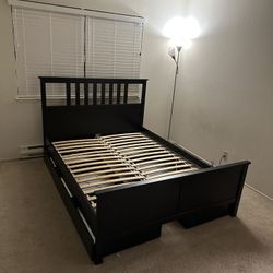 HEMNES Bed frame with 4 Storage Boxes Under