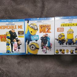 Despicable me 1, 2 and MINIoNs Bluray & DVD