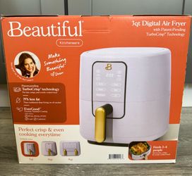 Beautiful 3 Qt Air Fryer with TurboCrisp Technology, EverGood Ceramic Nonstick Coating, Lavender by Drew Barrymore