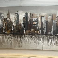 Large Abstract Cityscape Canvas 