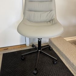 Brand New Grey Vegan Leather Height Adjustable Reclining Office/Vanity Chair