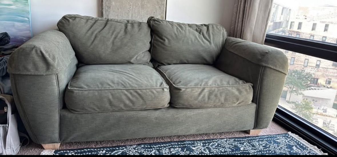 Green Loveseat Sofa (Corduroy)