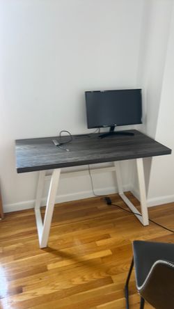 Grey-and-white desk