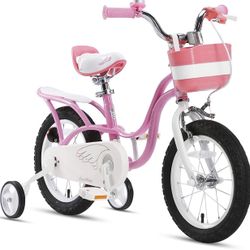 RoyalBaby Girl's Bike 14” With Training Wheels and Basket NEW IN BOX
