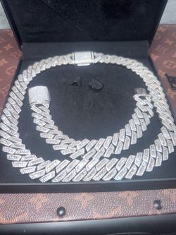 Baguette Cuban and Bracelet set