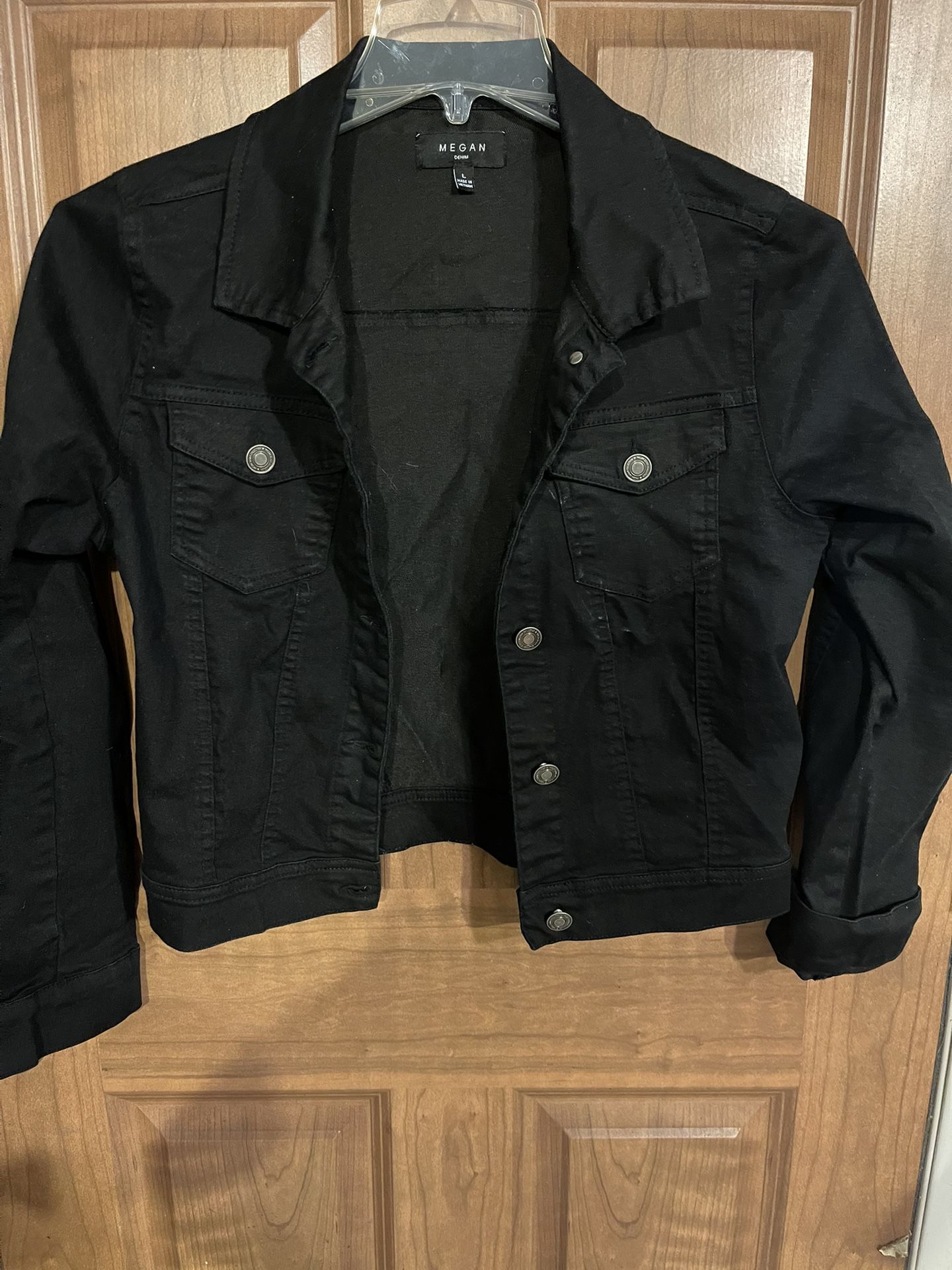 Juniors Black Denim Stretchy Jacket