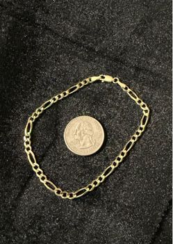 10K Solid Yellow Gold Figaro Bracelet 8.5" 3.8mm 4g