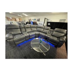 Sectional W/bluetooth Speakers & LED Lights 
