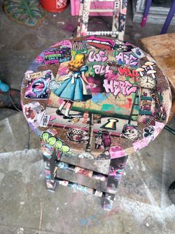 Custom made Alice in Wonderland barstool