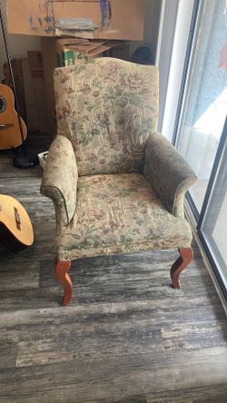 Beige floral armchair 