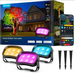 NEW Govee Outdoor Tree Lights 3-Pack RGBWIC Smart LED Spotlights Alexa Matter