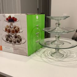 Libbey- Selene Three Tier Footed Platter