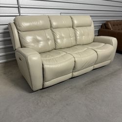 White Leather Recliner Sofa