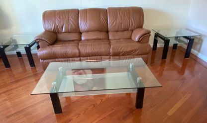 Glass Top Coffee Table Set with End Tables