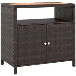 Outsunny Storage Cabinet w/Acacia Wood Top, 2 Doors, Shelf for Pool Towel Storage, Brown