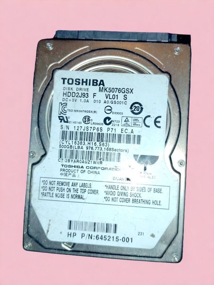 Toshiba 500GB Hard Disk Drive