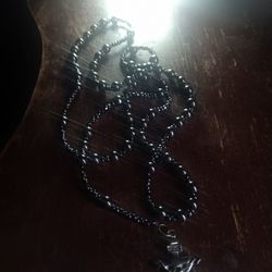 Onyx Beads Cross Necklace 