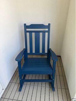 Blue oversized rocking chair