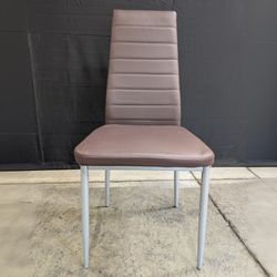 Modern Taupe Upholstered Dining Chair with Metal Legs