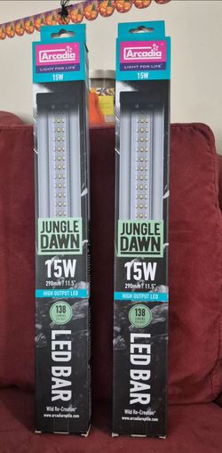 Arcadia Reptile Jungle Dawn LED Bar, a 15-watt high-output LED light designed for terrariums and live plant growth