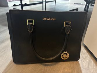 Michael Kors Black Leather Tote Handbag